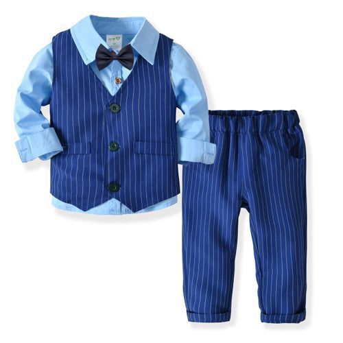 New Boy's Four-piece Suit Bow Tie+ Shirt+ Vest +Pants