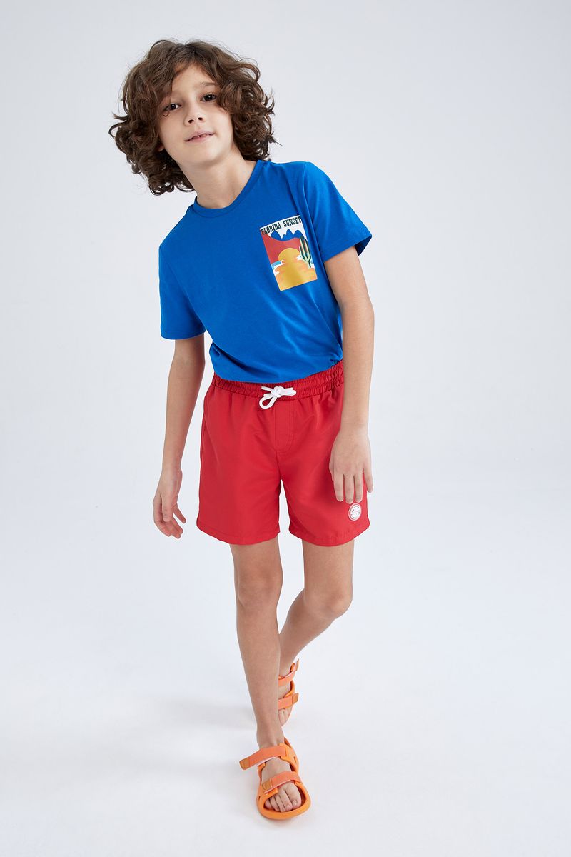 Boy Regular Fit Woven Swimming Short - Red