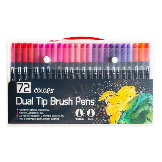 72 Colors Markers Pens Studay School Brush Fineliners Watercolor Art Markers