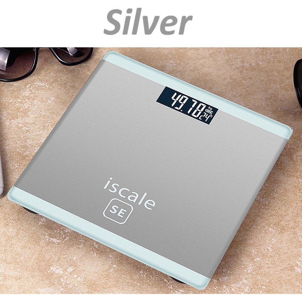 400lb/180kg LCD Electronic Digital Body Weight Scale Bathroom Sliver Space Silver
