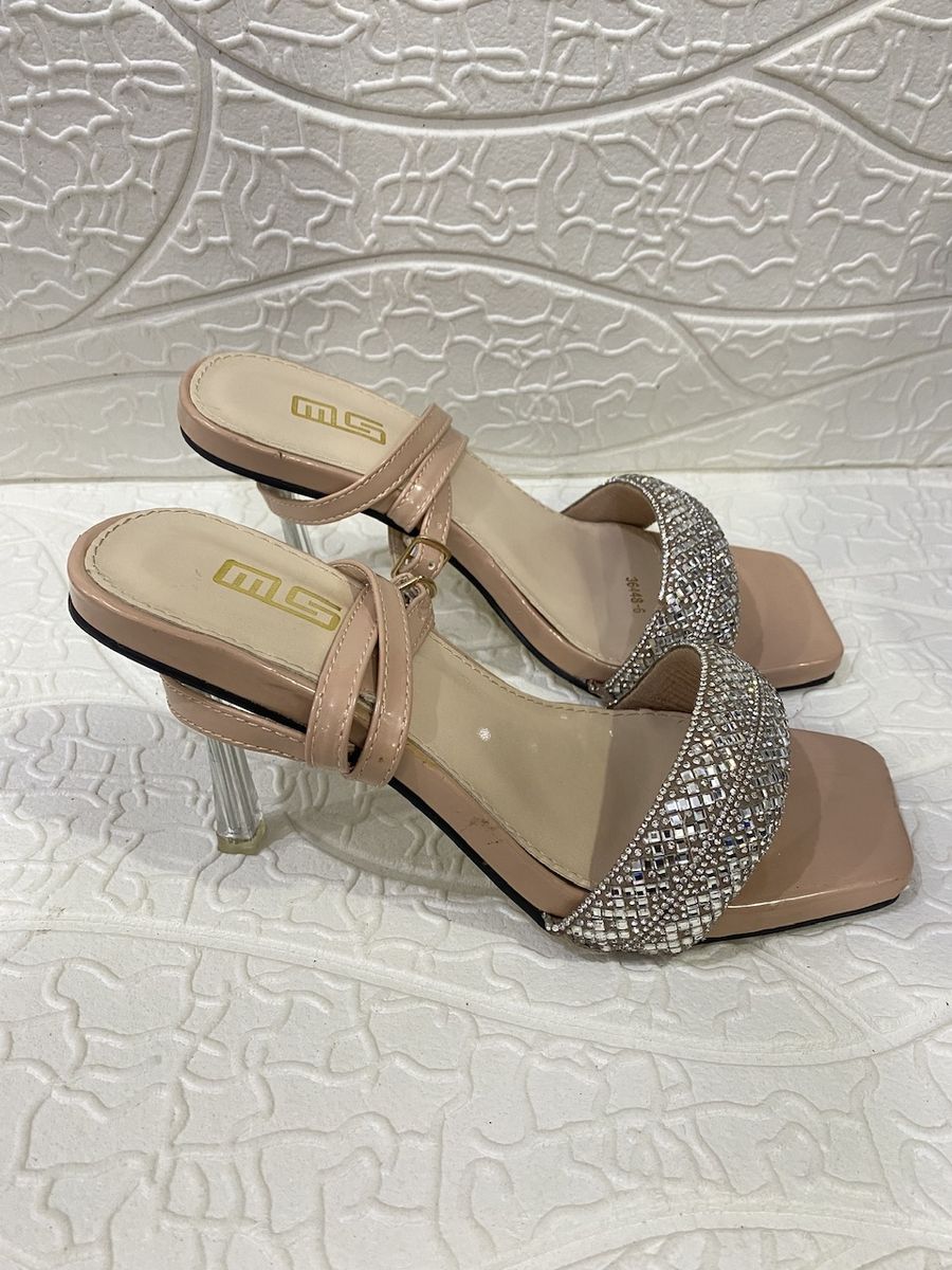 Rhinestone Women's Mid Sandal Heels