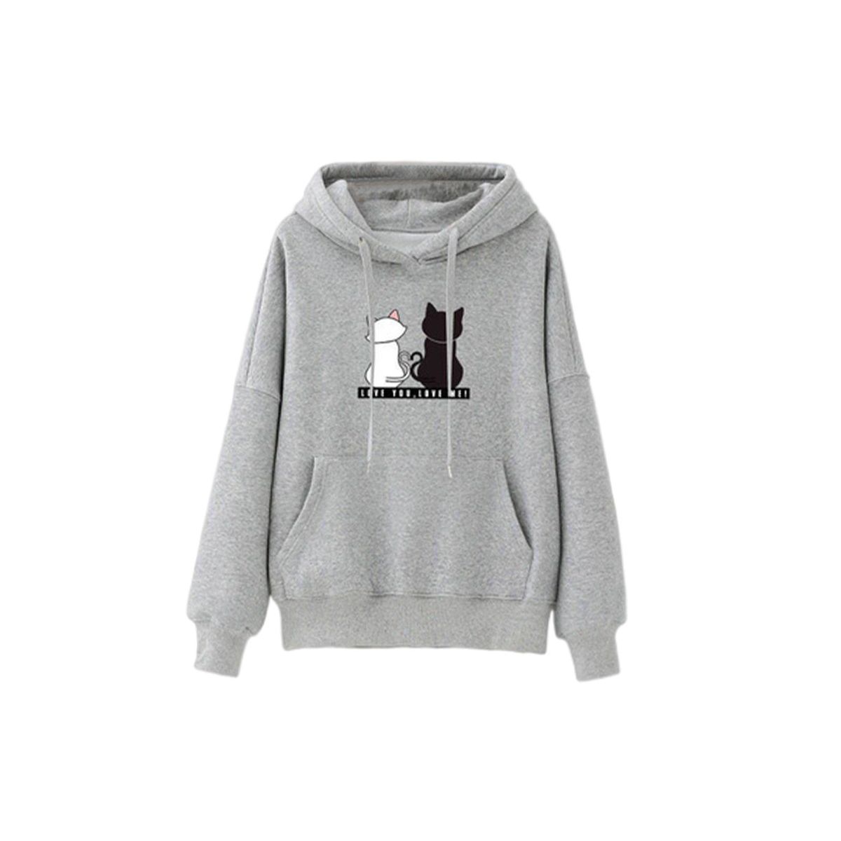 Soft Women Long Sleeve Hoodie Stretchy Hooded Tops With Pockets Grey L