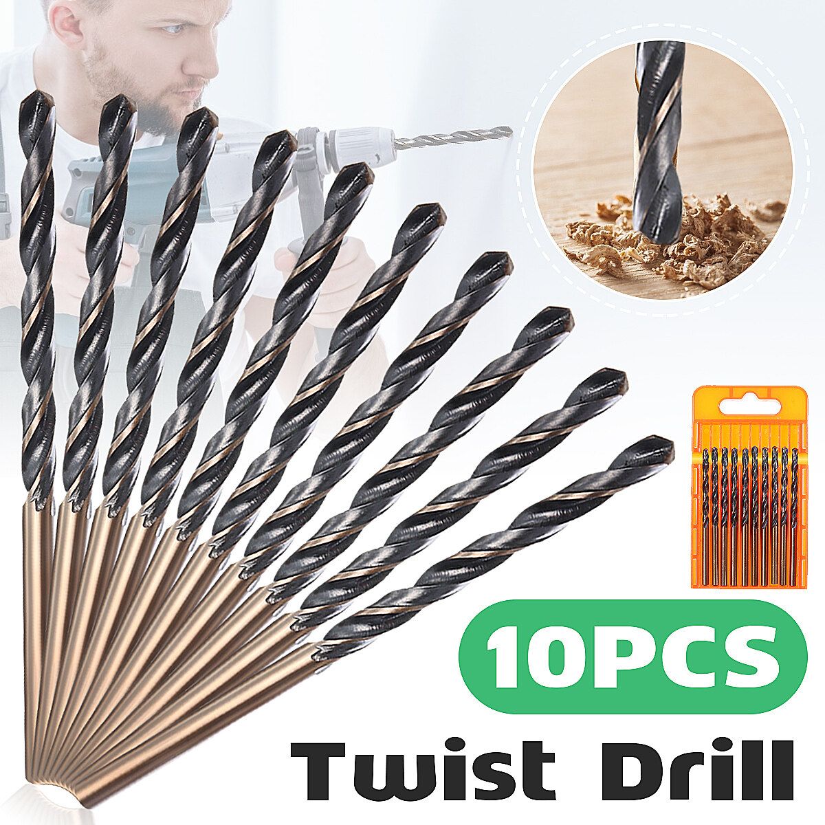 High Speed Steel Straight Shank Twist Drill Rolled 4341 Drill Angle Iron Stainless Steel Metal Plate Reaming Bit 10 PCS