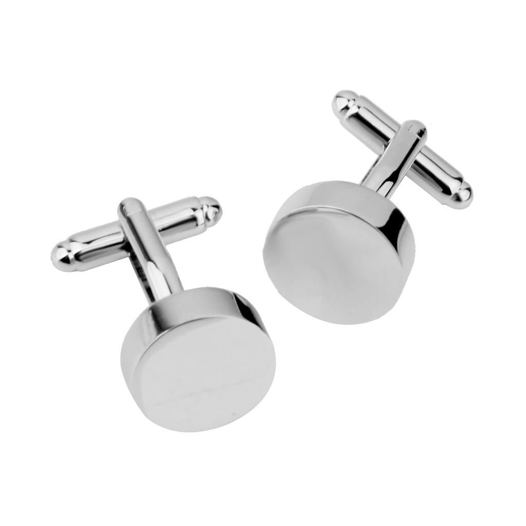 Round Stainless Steel Cufflink For Men Groom Shirt Suit Wedding Cuff