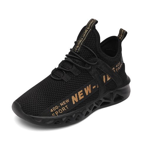 Kids Sneakers Boys Sports Walking Shoes-Black Gold