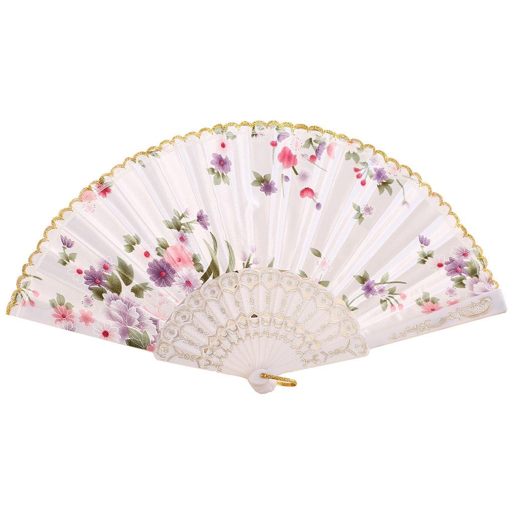 Folding Held Wedding Best Fans Hand Fan Held Vintage Flower Chinese Flower Dance Decor Summer Silk Party Folding Hand Style Lace
