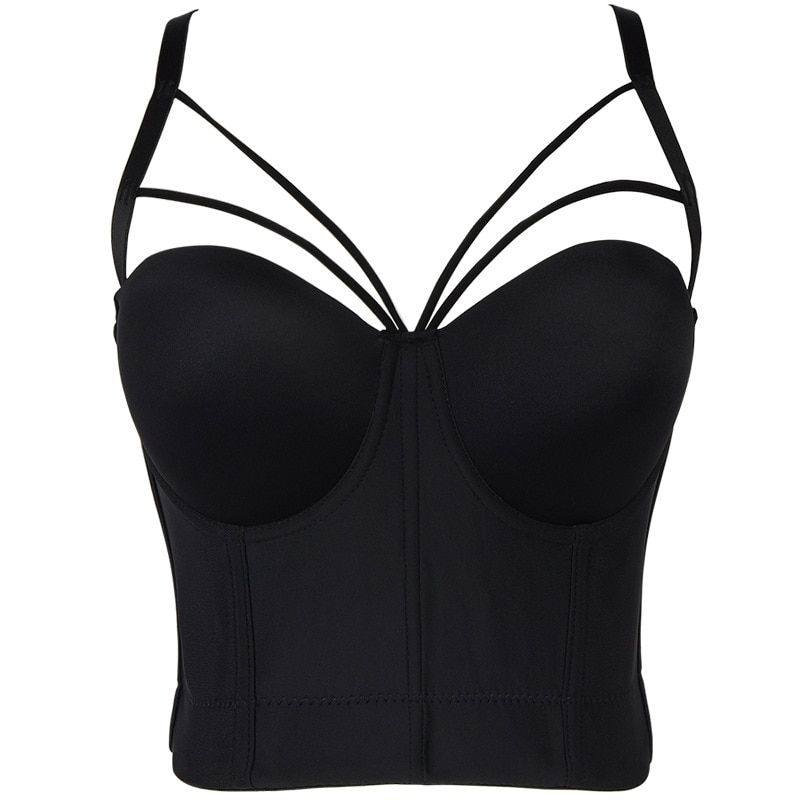 Y Womens Tube Top Corset  Bra  Te Backless Sling Cotton Bra Hollow-Black