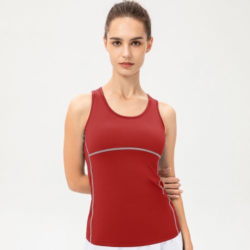 Womens Fitness Tank Top Running Vest Casual Gym Sleeveless Sportswear（Red）