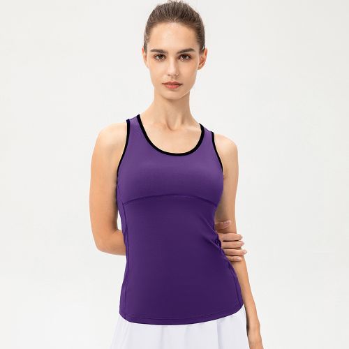 Womens Fitness Tank Top Running Vest Casual Gym Sleeveless Sportswear（Purple）