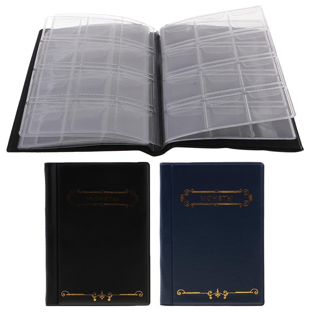 Pack Of 2 Coin Display Album Book Blue PU Leather Portable