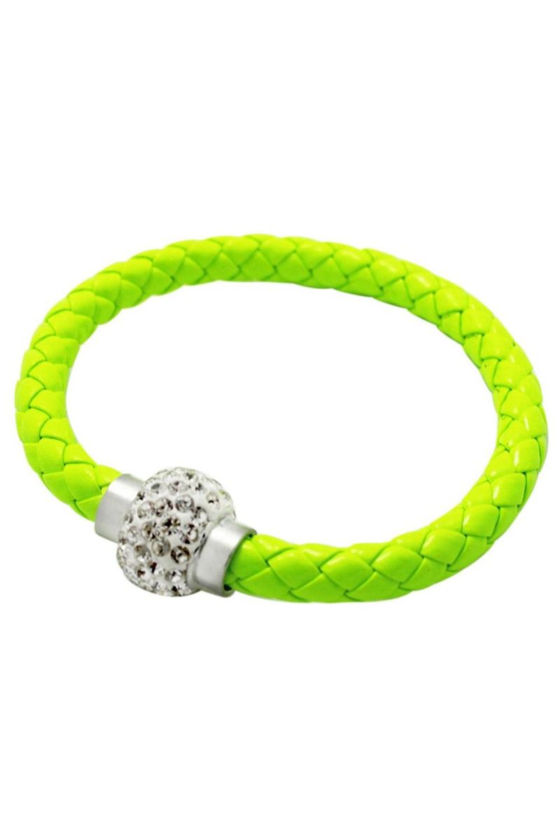 Rhinestone Magnetic Buckle Wrap Wristband Bracelet Green