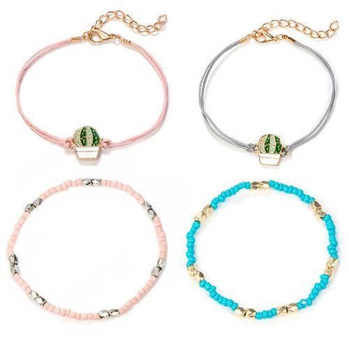 Cute Sweet Gis Blue Pink Acrylic Beads Bracelet Fashion