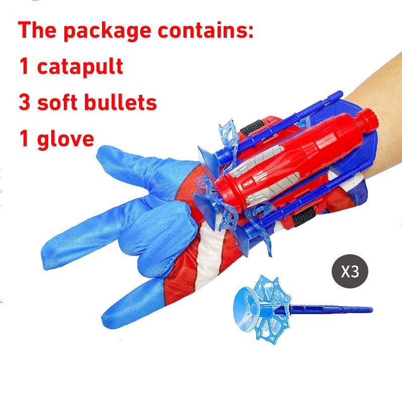 Spider Mans Toys Kid Wrist Launcher Toy Set Super Hero Movie Figures Cosplay Glove Soft Bullet Birthday Gift For Children(#With Glove B)