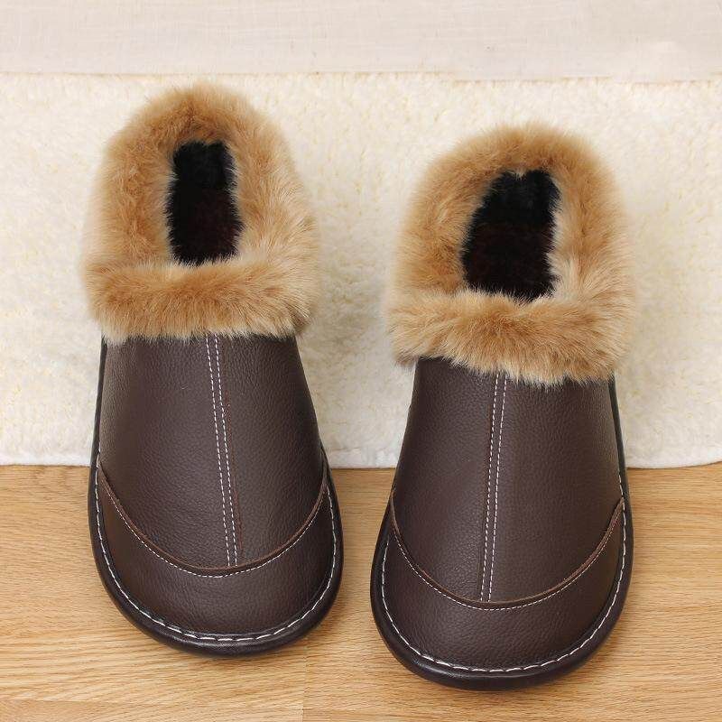 Winter Cotton Men's Slippers Bag With Home Interior Floor Anti-slip Thick Bottom Warm Home Coffee 28 (39-40 Yards)
