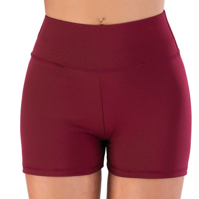 Summer High Waist Bike Shorts Scrunch Bum Gyms Yoga Wine_S