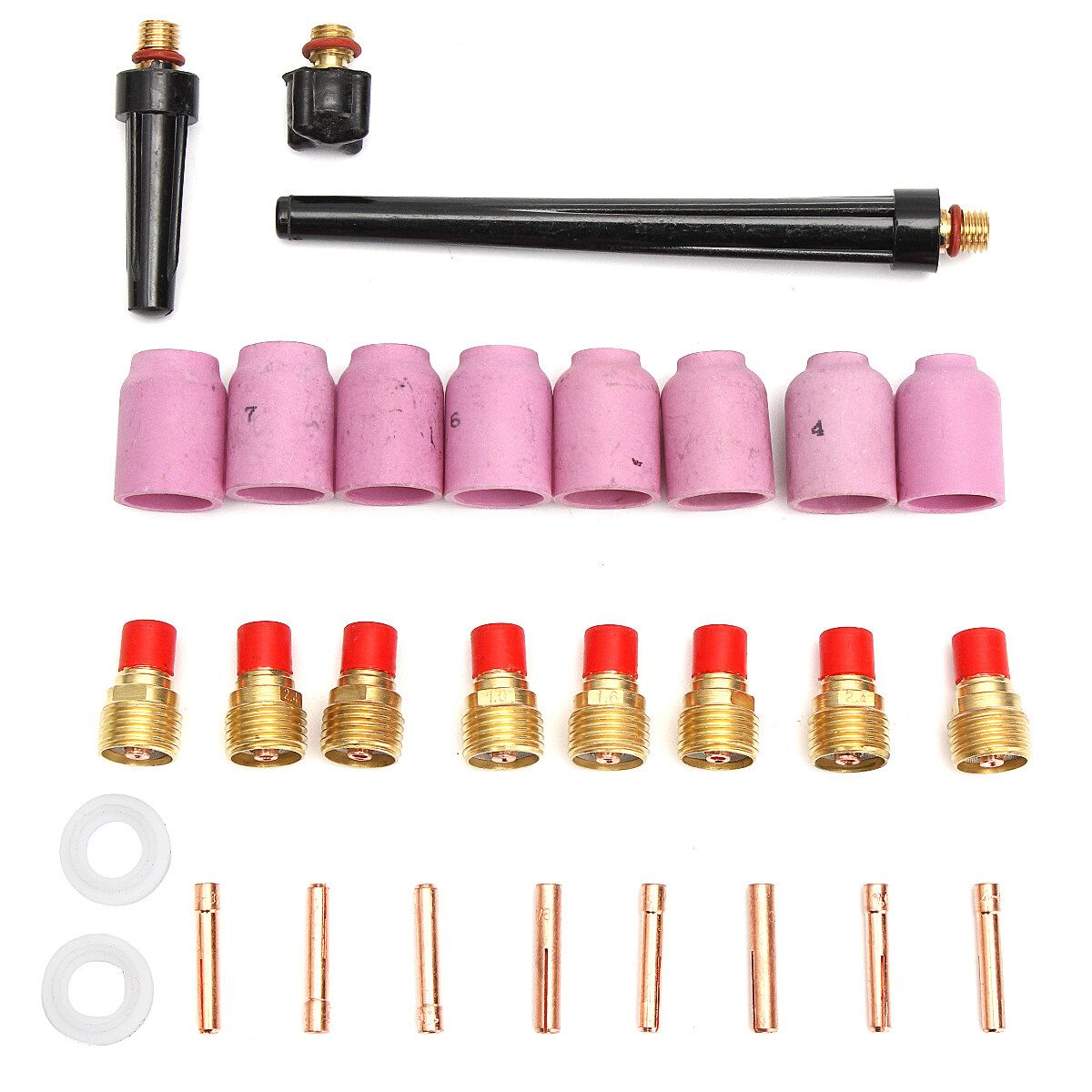 29pcs Tig Welding Gas Lense Cup Collet Kit For Wp 9 20 25 Torch Bodies+ Back Cap