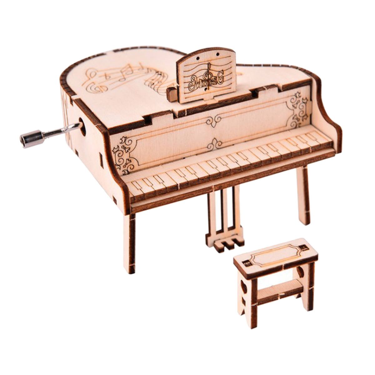 DIY Music Box, Grand Piano 3D Wooden Puzzle Model , Cut