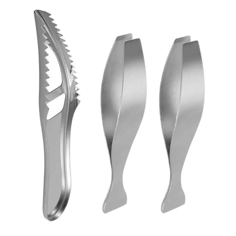 Fish Tweezers Scraper Scale Remover Tool Scaler Bone Fishboneskin Cleaning Fast Pliersbones Pincer Debone Peeler Brush Removal