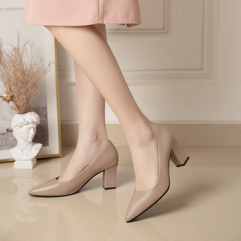 Comfortable Pointed High-heels For Professional Women - Brown