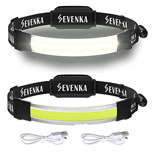 2 Rechargeable Headlamps SEVENKA Bright LED Headlamp Flashli