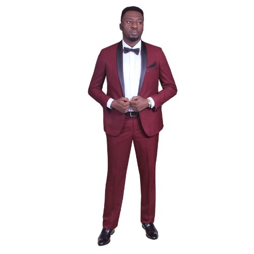Tuxedo Italian Wool Blend Suit-Wine - MS-3741