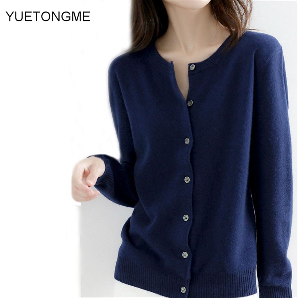 Black Khaki  Women Cardigans 2022 Fashion Slim Ladies Knitted-Navy Blue
