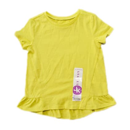 Girls Side Frills Top- Lemon Green
