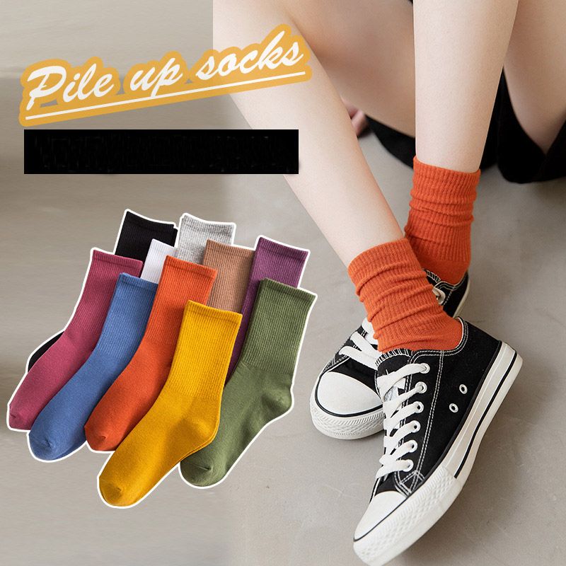 Women Solid Color Long Socks,Casual Autumn Winter Socks 10 Pairs
