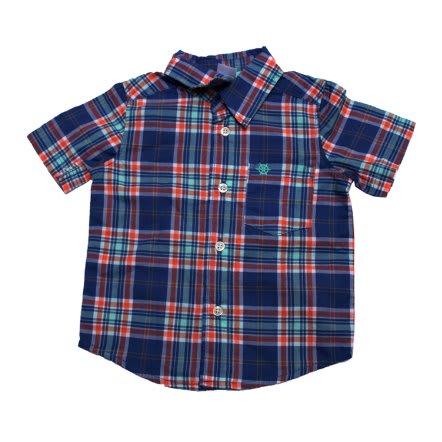 Plaid Short Sleeve Shirt - Blue