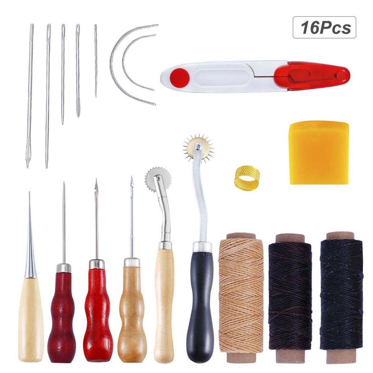19Pcs Leather Waxed Thread Craft Tool DIY Sewing Accessories