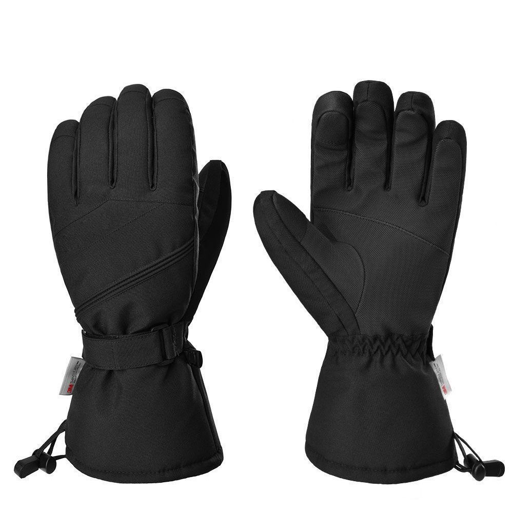 (Black)Winter New Outdoor Ski Gloves 3M Plush Lined Mountaineering Waterproof Warm Gloves GRE GRE