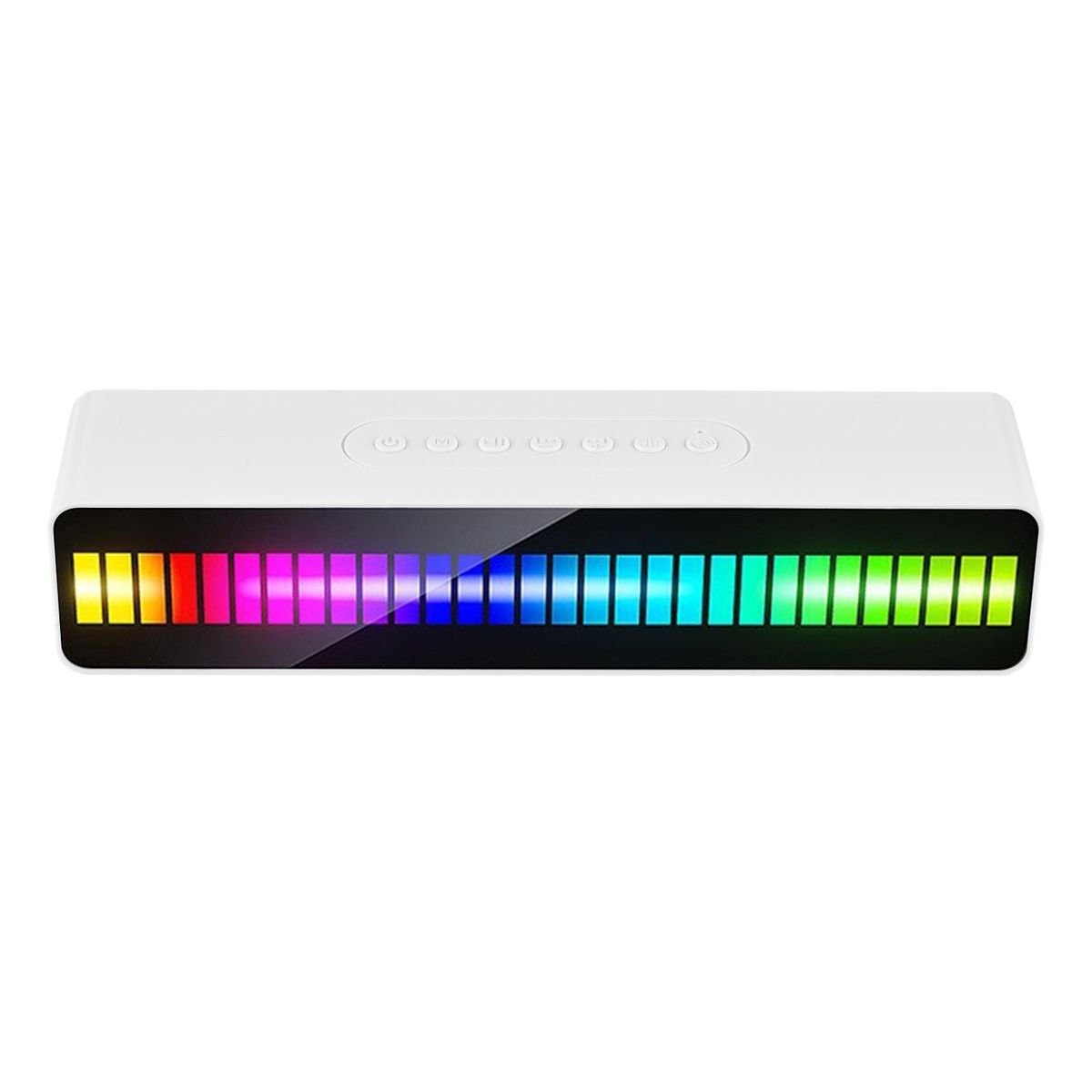 LED Beads Rhythm Light BT Speaker with Dual Horns Colorful Sound-sensitive Music Atmosphere Light Sound Box with FM Radio Voice-Activated Ambient Light RGB Colorful Tube Lamp Light Box Rechargeable Pickup Rhythmic Lamp Audio 