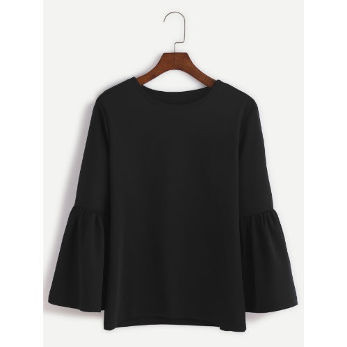 Top With Bell Sleeves - Black
