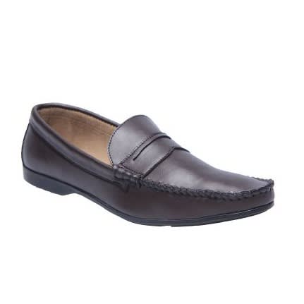 Belt Detail Leather Loafers - Brown