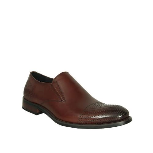 Men's Patterned Shoe Slip-on - Brown - Msh-4678