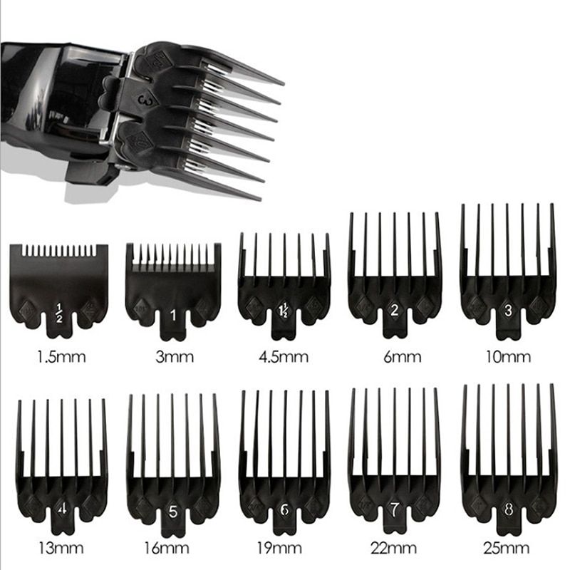 10Pcs/Set Hair Clipper Combs Guide Kit 1.5-25mm Plastic Hair Trimmer Guards Barber Replacement Parts Universal Hair Salon Tools