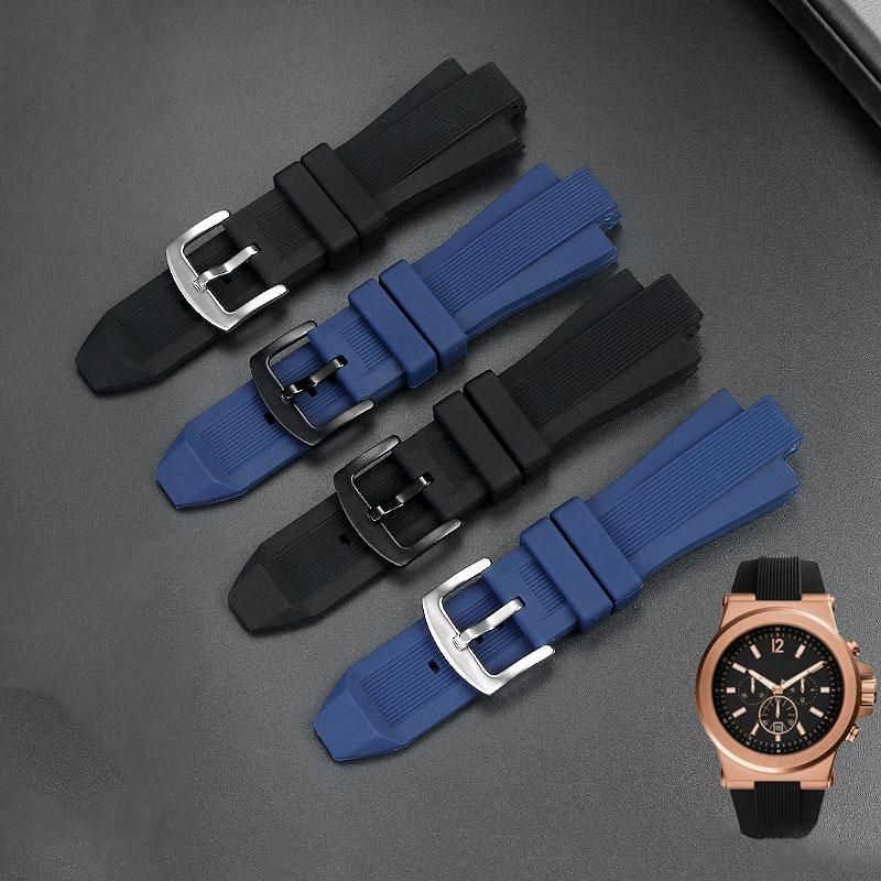 For MK Series MK8184 MK8152 MK9020 MK8730 MK8761 8295 8296 8445 Rubber Watchband Convex Silicone 29*13mm Mens Strap Black Blue