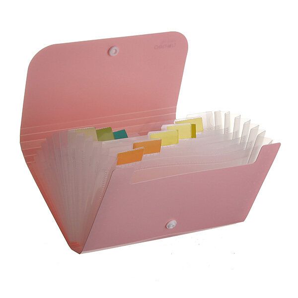 File Document Bag Pouch Bills Receipts Folder Card Holder Organizer Fastener Pink Pink