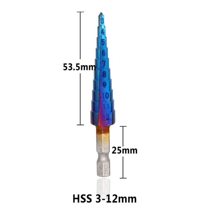 High Speed Step Drill Bit HSS Cobalt Multiple Hole Step Drill 10 Steps
