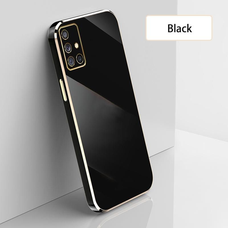 Ultra Thin Plating Phone Case for Samsung Galaxy A71 5G Lens Protection soft Phone Back Cover-Black