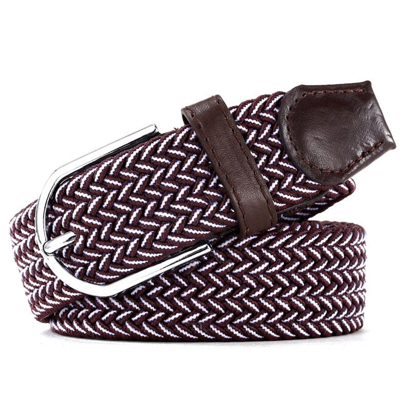Unisex Knitted Canvas Belt Men Women Pin Buckle Decoration Waistband