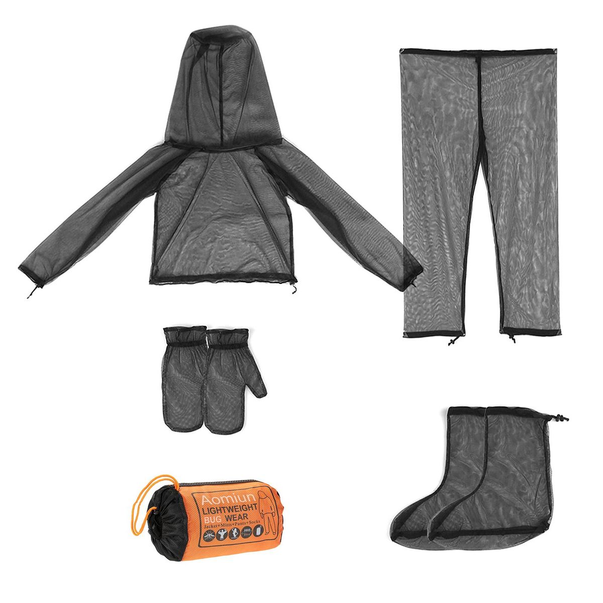 Aomiun Lightweight Summer Bug Wear Men Women Ultra-fine Mesh Mosquito Suit Jacket Mitts Pants Socks for Hiking Fishing Camping Bee feeding Cycling