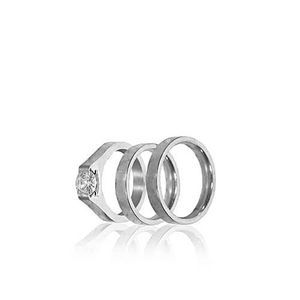 Silver Plated Titanium Wedding Ring Set