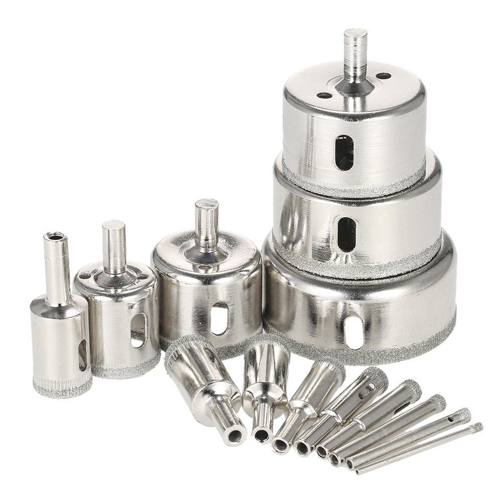 14PCS 3-70mm Glass Hole Saw Kit Diamond Coated Core Hole Saw
