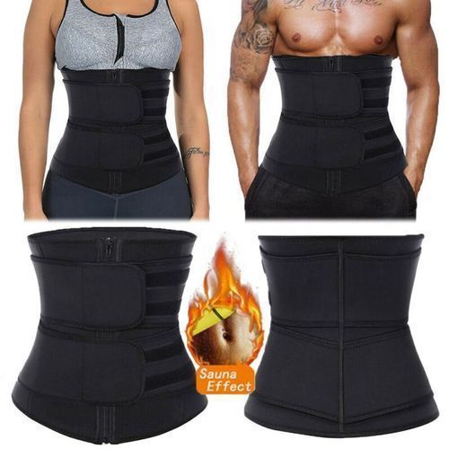Double Compression 2 Belt Strap Zip Up Neoprene Waist Trainer