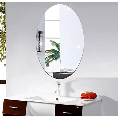Oval Acrylic Flexible Mirror With Adhesive Stickers- 1 Piece