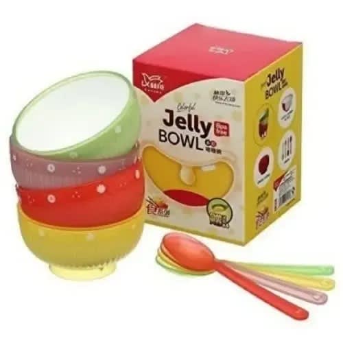 Jelly Bowls With Plastic Spoons - 4 Pieces