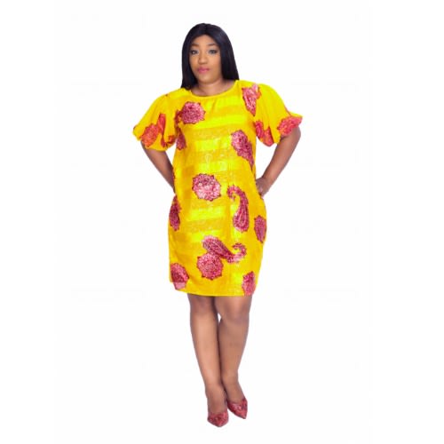 Yellow Chiffon Midi Dress