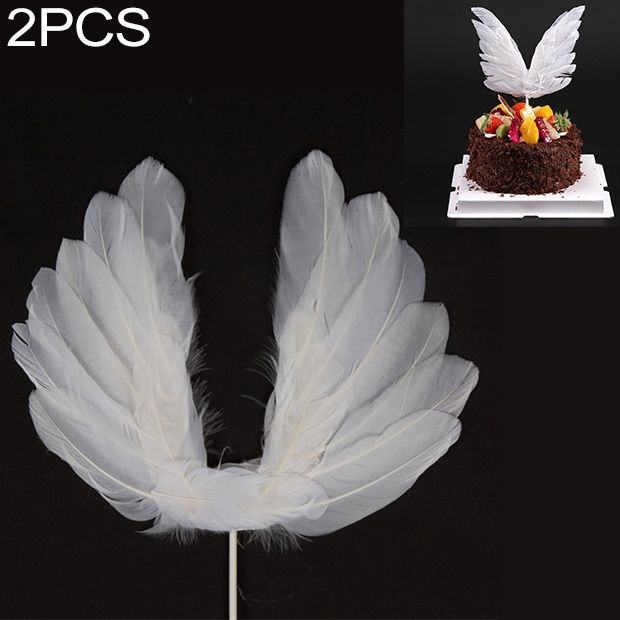 2 PCS Party Cake Decoration Wings Decoration Feather Wings Card