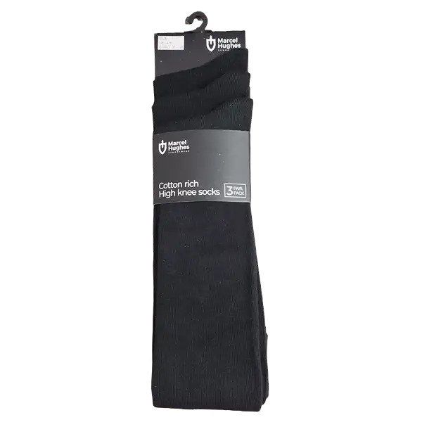 Boys Knee High Black Socks